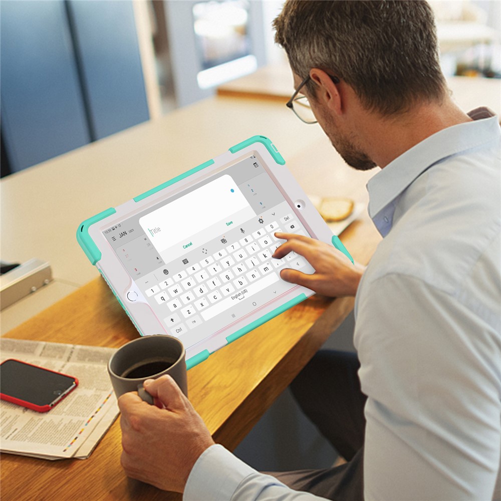 360 Rotary Kickstand Hand Strap Design Tablet Case Shell with Pen Slot for iPad 10.2 2020/2019 - Mint Green-17