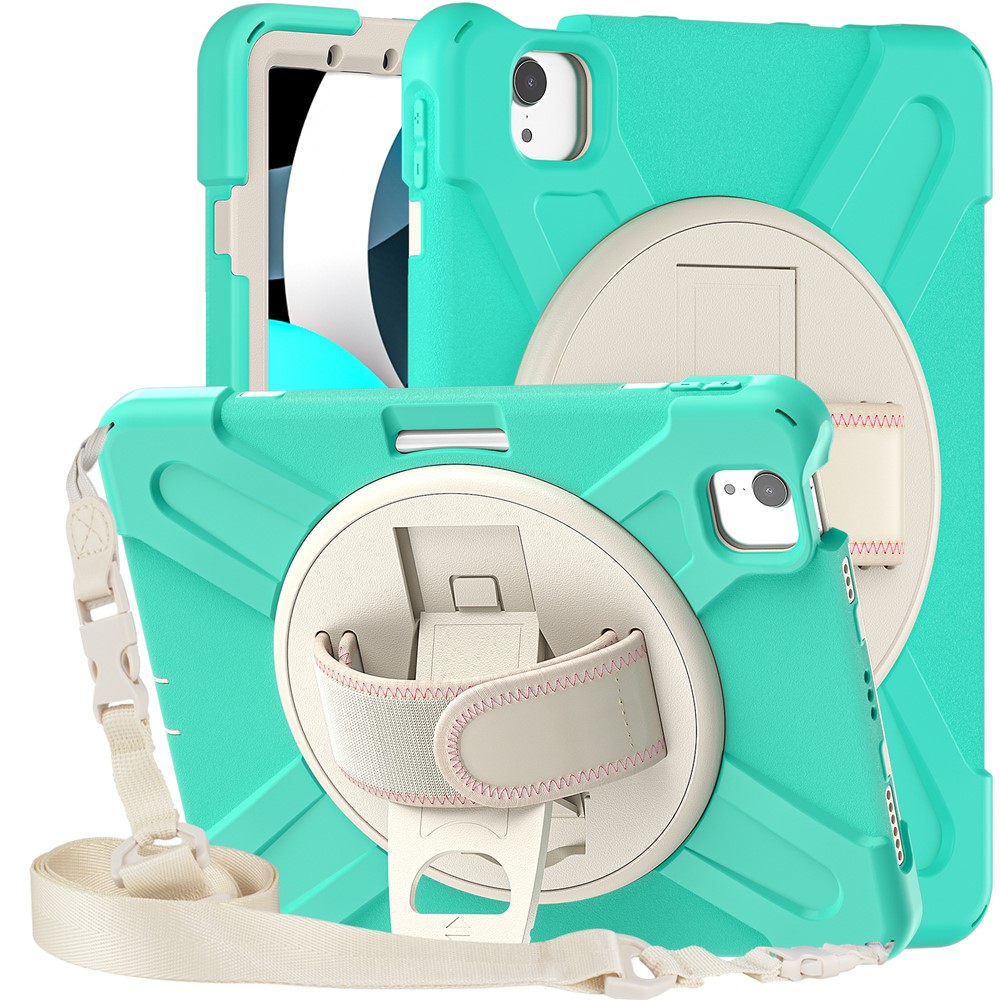 Anti-Fall Hybrid Tablet Case Shell Hand Band Kickstand with Pen Slot Shoulder Strap for iPad Air (2020)/Pro 11 2018/2020/2021 - Mint Green-5