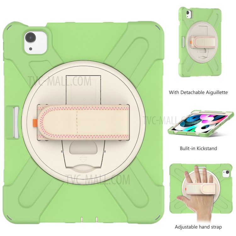 Hand Band Kickstand Design Shockproof Tablet Protective Case Cover with Pen Slot for iPad Air (2020)/Pro 11 2018/2020/2021 - Light Green-11