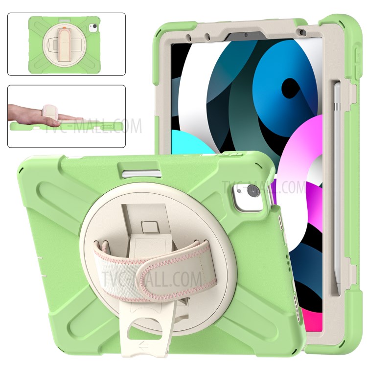 Hand Band Kickstand Design Shockproof Tablet Protective Case Cover with Pen Slot for iPad Air (2020)/Pro 11 2018/2020/2021 - Light Green-12