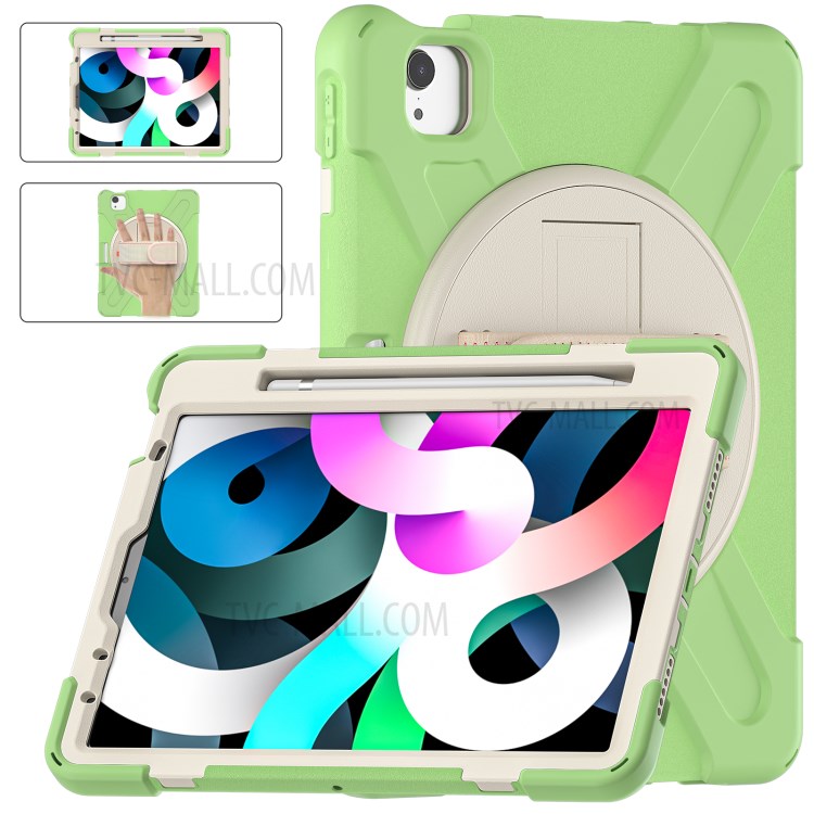 Hand Band Kickstand Design Shockproof Tablet Protective Case Cover with Pen Slot for iPad Air (2020)/Pro 11 2018/2020/2021 - Light Green-13