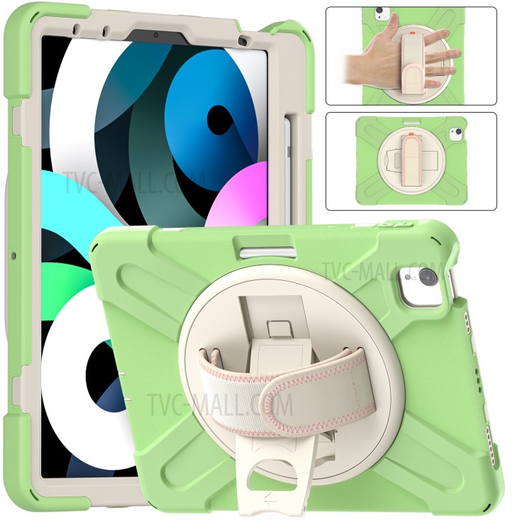 Hand Band Kickstand Design Shockproof Tablet Protective Case Cover with Pen Slot for iPad Air (2020)/Pro 11 2018/2020/2021 - Light Green-15