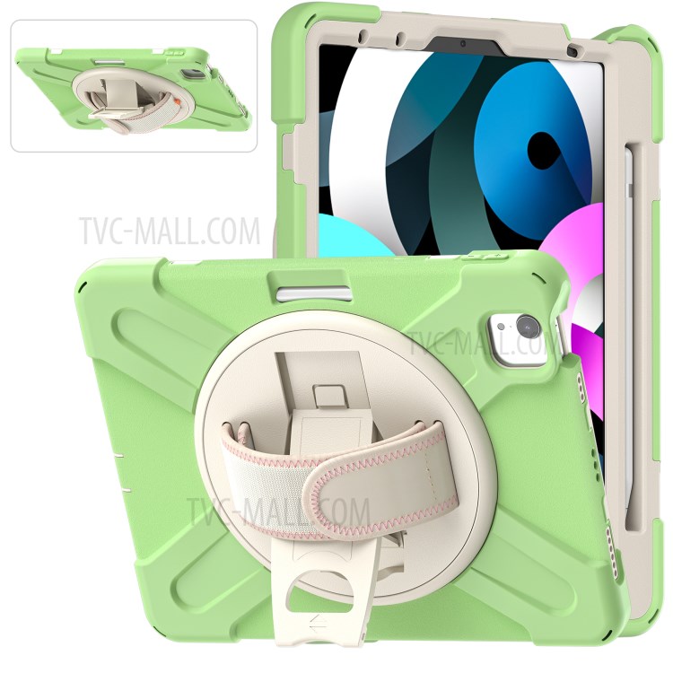 Hand Band Kickstand Design Shockproof Tablet Protective Case Cover with Pen Slot for iPad Air (2020)/Pro 11 2018/2020/2021 - Light Green-16
