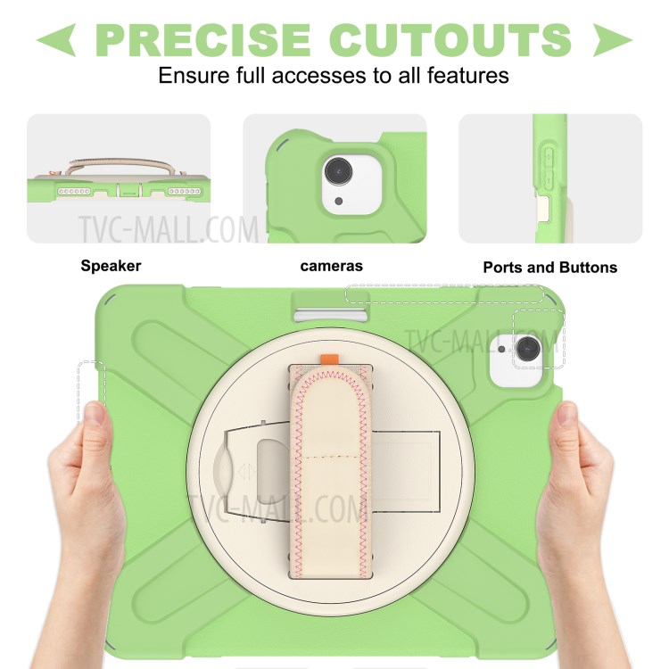 Hand Band Kickstand Design Shockproof Tablet Protective Case Cover with Pen Slot for iPad Air (2020)/Pro 11 2018/2020/2021 - Light Green-5