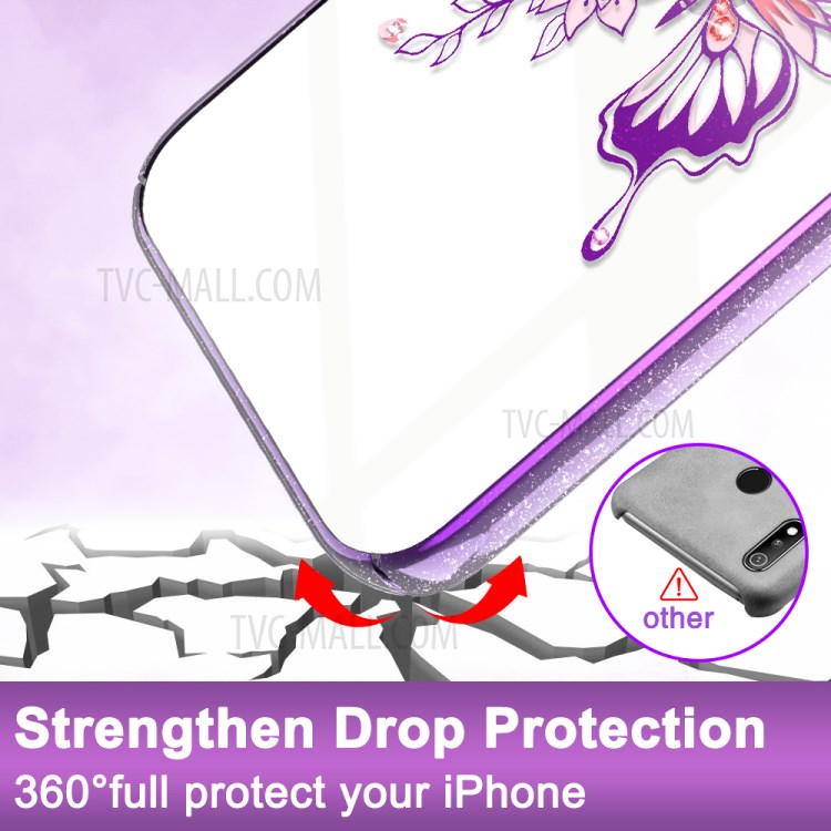 KINGXBAR Butterfly Series Luxury Authorized Swarovski Crystals Clear PC Hard Cover for iPhone 12 Pro Max 6.7 inch - Purple-3