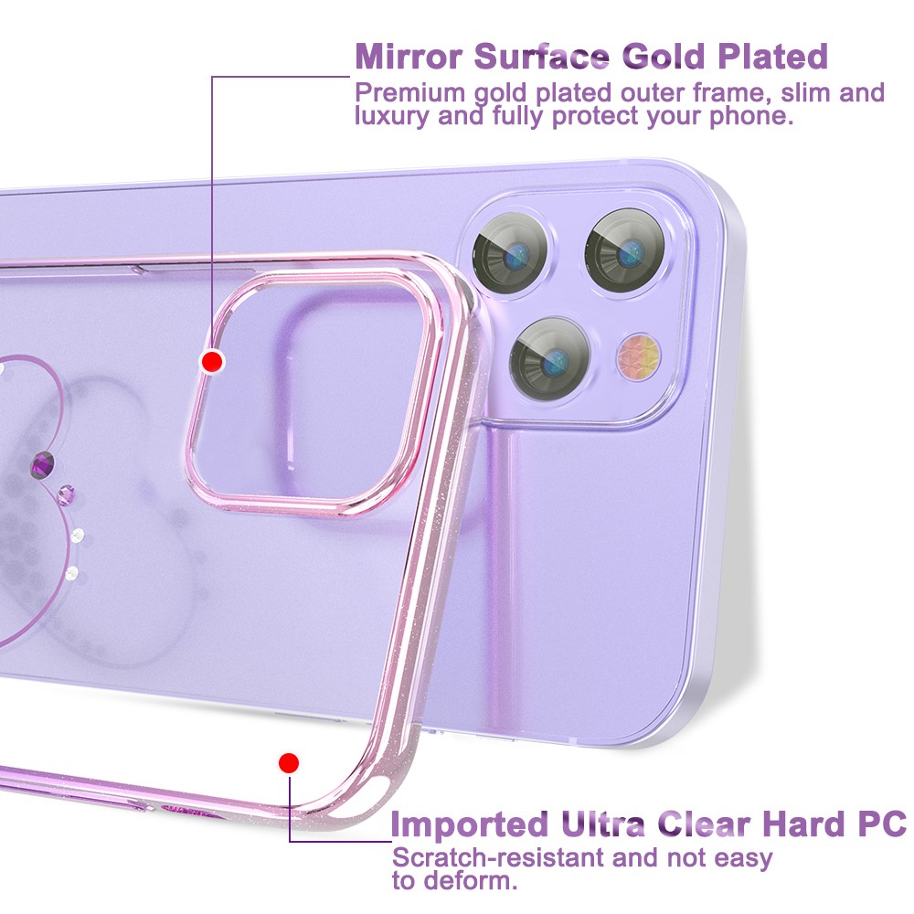 KINGXBAR Wish Series Shiny Authorized Swarovski Crystals Plated PC Hard Case for iPhone 12 Pro/12 - Purple-6