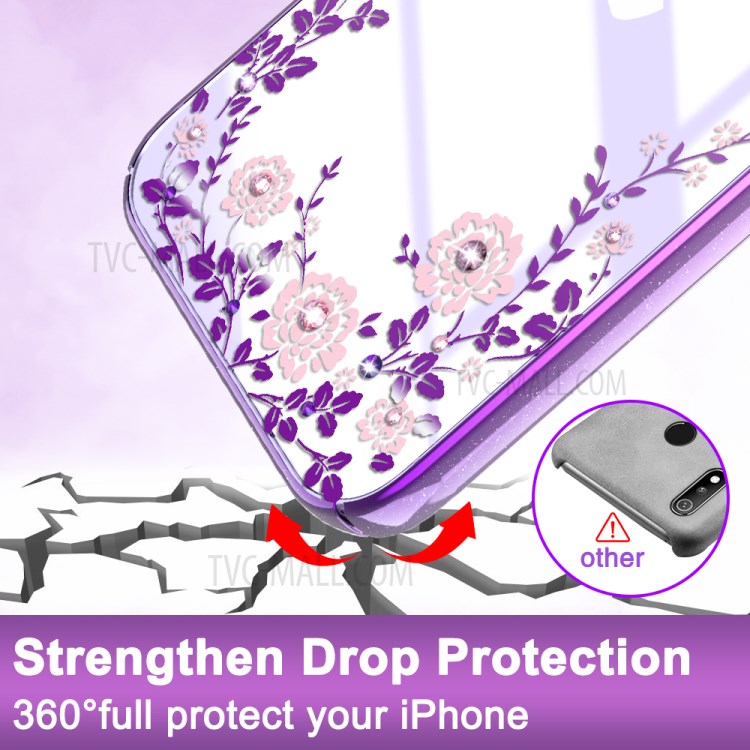 KINGXBAR Flora Series Luxury Authorized Swarovski Crystals Plated PC Phone Cover for iPhone 12 Pro/12 - Purple-2