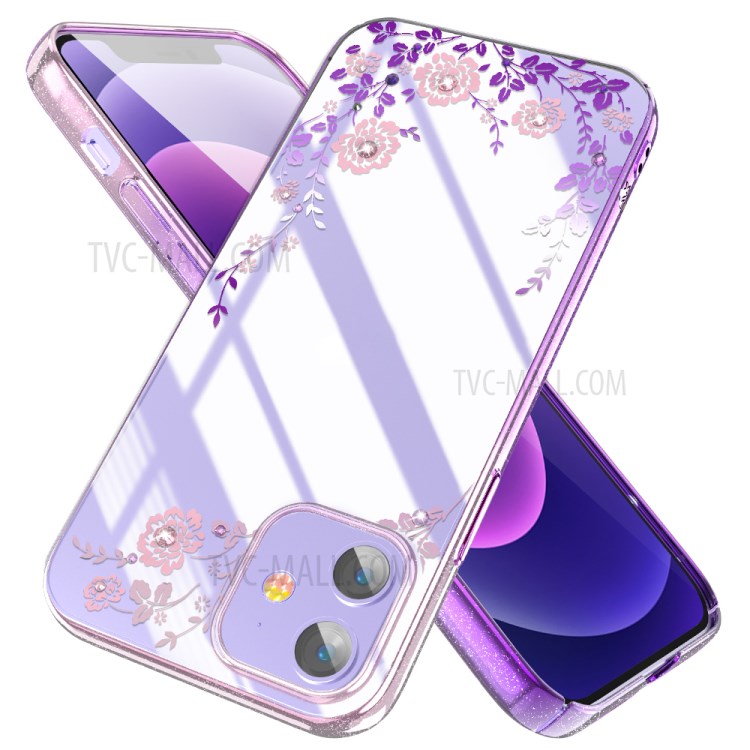 KINGXBAR Flora Series Luxury Authorized Swarovski Crystals Plated PC Phone Cover for iPhone 12 Pro/12 - Purple-8