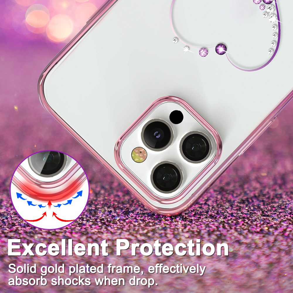 KINGXBAR Wish Series Shiny Authorized Swarovski Crystals Plating PC Hard Shell for iPhone 12 Pro Max 6.7 inch - Purple-3