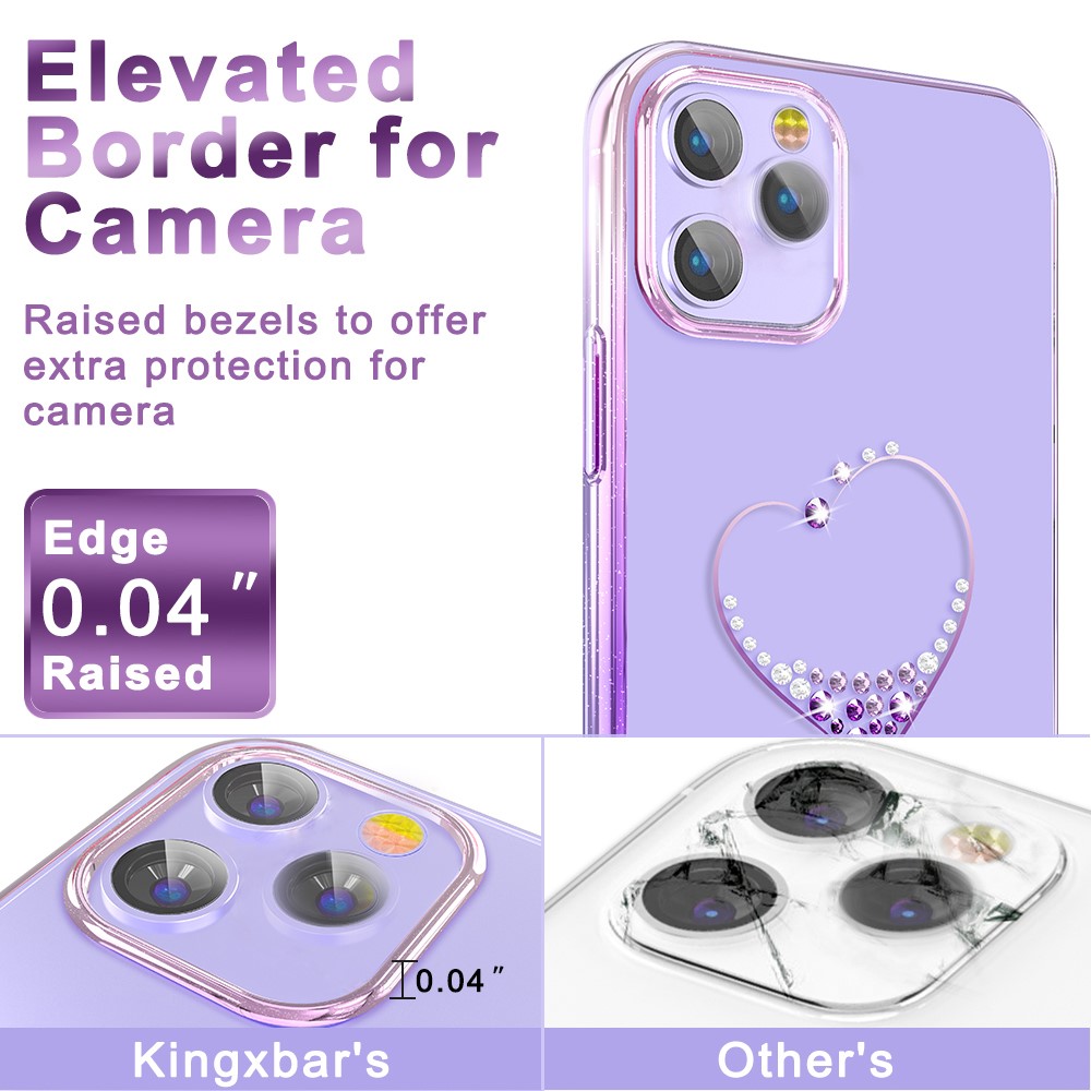KINGXBAR Wish Series Shiny Authorized Swarovski Crystals Plating PC Hard Shell for iPhone 12 Pro Max 6.7 inch - Purple-4