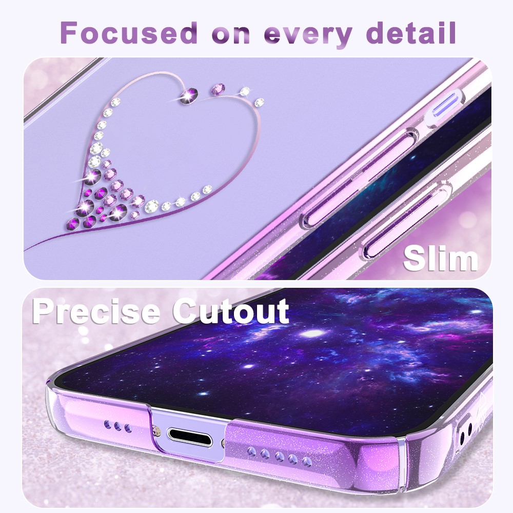 KINGXBAR Wish Series Shiny Authorized Swarovski Crystals Plating PC Hard Shell for iPhone 12 Pro Max 6.7 inch - Purple-5