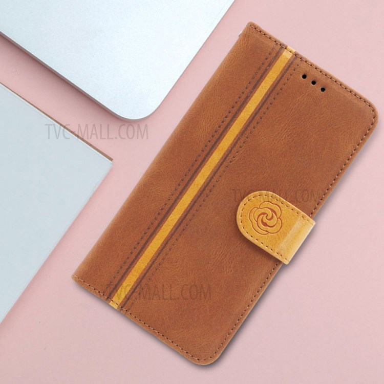 Skin-Friendly Suture Wallet Stand Design Dustproof Leather Phone Case Shell for iPhone 12/12 Pro - Brown-1