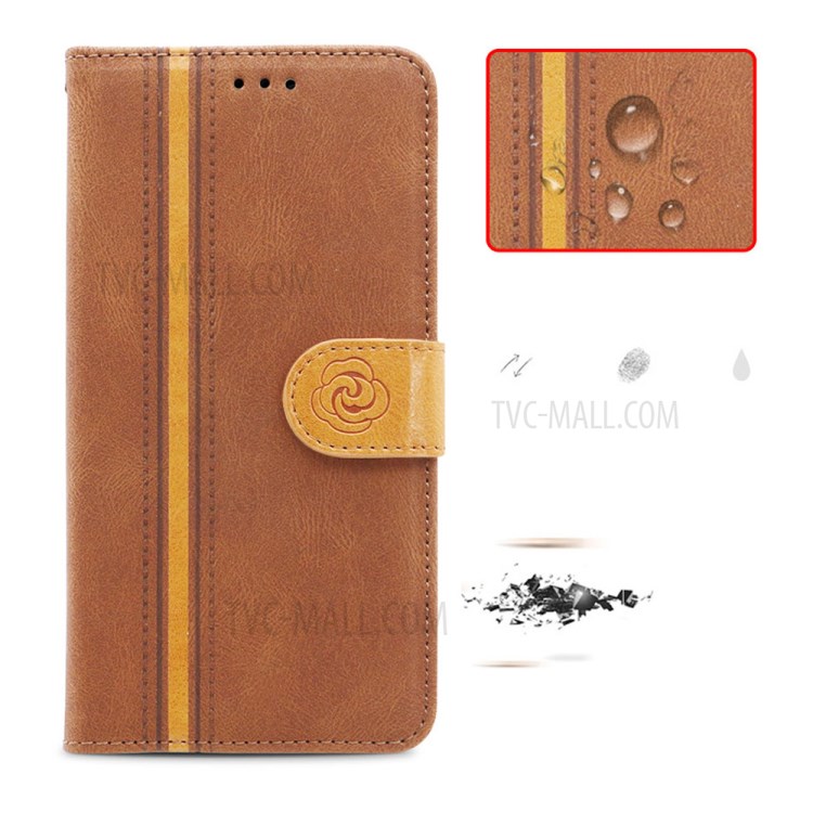 Skin-Friendly Suture Wallet Stand Design Dustproof Leather Phone Case Shell for iPhone 12/12 Pro - Brown-4