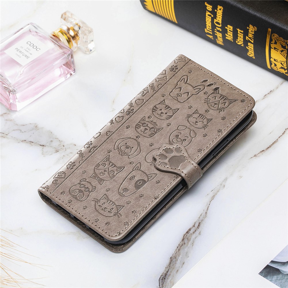 Imprinting Cat Dog Pattern Design Magnetic Leather Stand Case for iPhone 6 Plus/7 Plus/8 Plus 5.5-inch - Grey-2