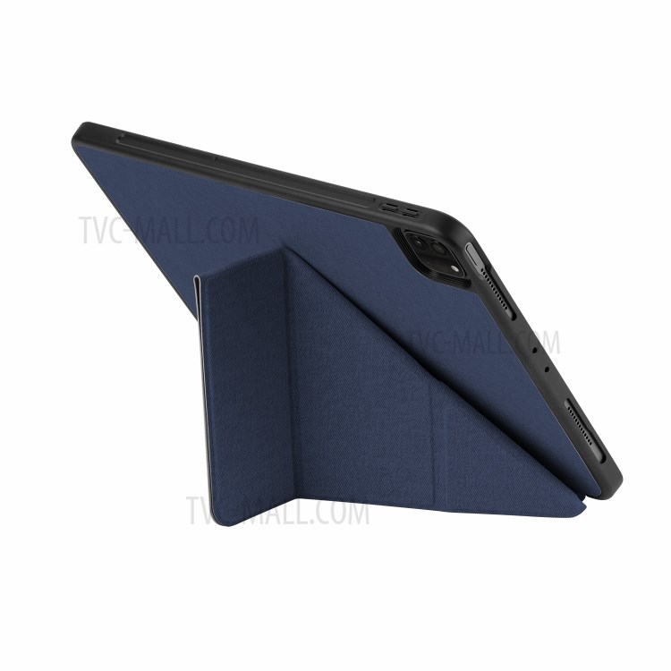 MOMAX TPU+Leather Tri-Fold Stand Design Tablet Case Cover with Pen Holder for iPad Pro 11-inch (2021) - Blue-5