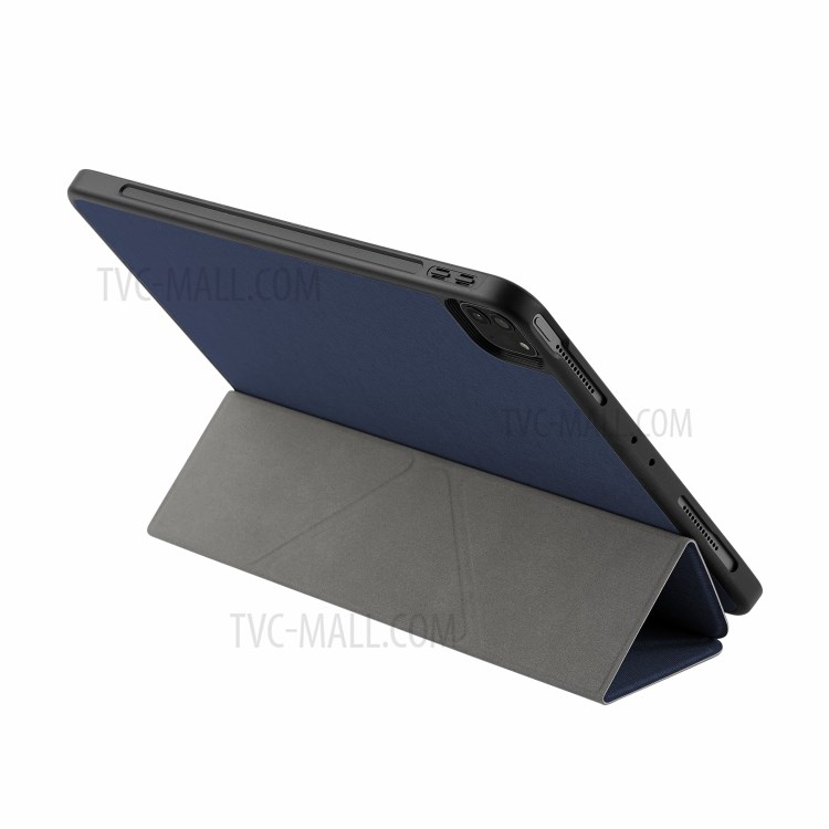 MOMAX TPU+Leather Tri-Fold Stand Design Tablet Case Cover with Pen Holder for iPad Pro 11-inch (2021) - Blue-6