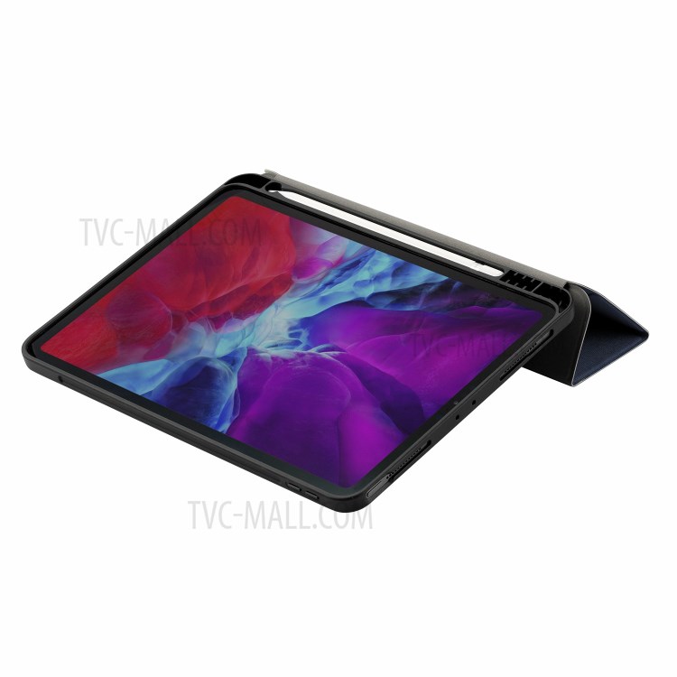MOMAX TPU+Leather Tri-Fold Stand Design Tablet Case Cover with Pen Holder for iPad Pro 11-inch (2021) - Blue-7