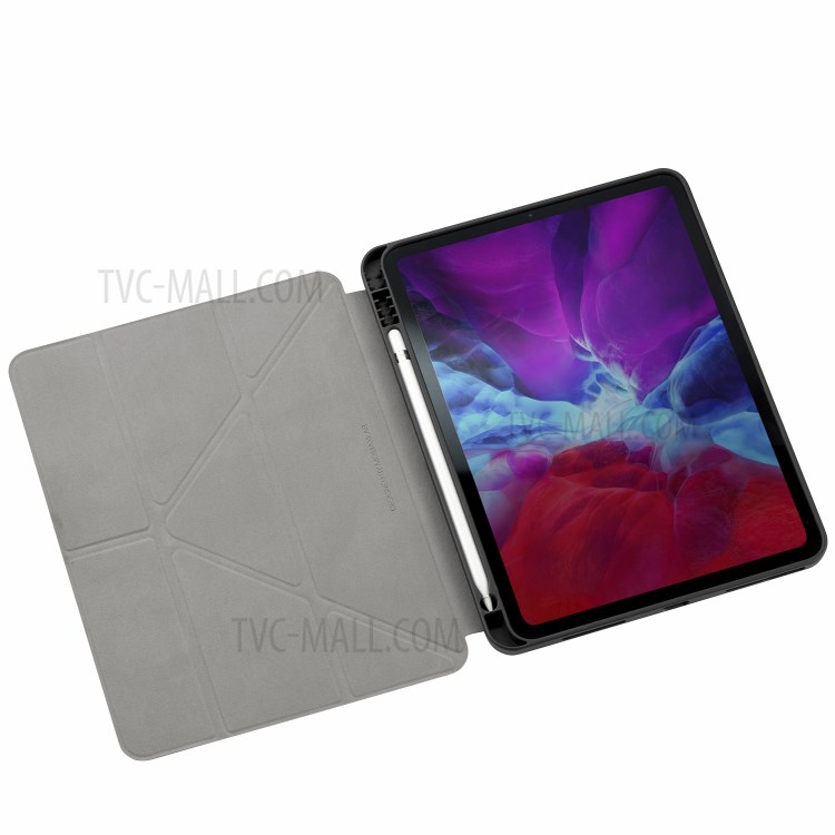 MOMAX TPU+Leather Tri-Fold Stand Design Tablet Case Cover with Pen Holder for iPad Pro 11-inch (2021) - Blue-9