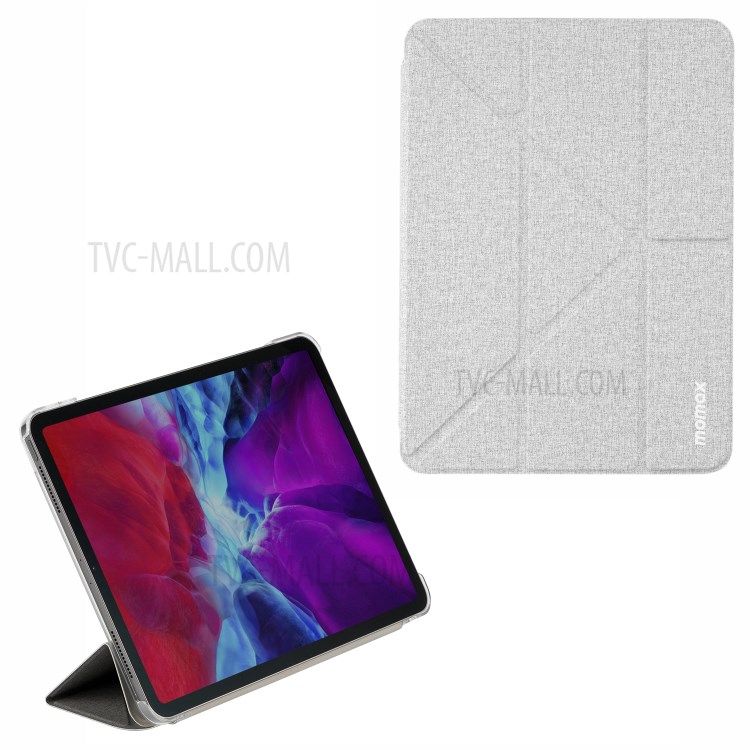MOMAX PU Leather Tablet Stand Flip Protective Case Cover Shell for iPad Pro 12.9-inch (2021) - Light Grey-1