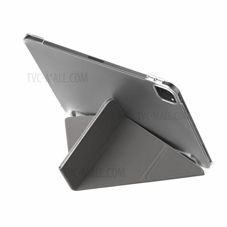 MOMAX Triple-Fold Stand PU Leather Tablet Flip Case Cover Shell for iPad Pro 11-inch (2021) - Light Grey-4