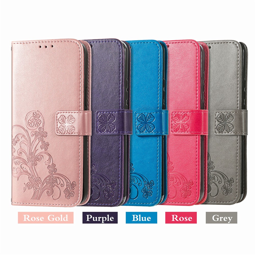 Wallet Design Clover Pattern Imprinting Leather Stand Case for iPhone 12 mini - Grey-14