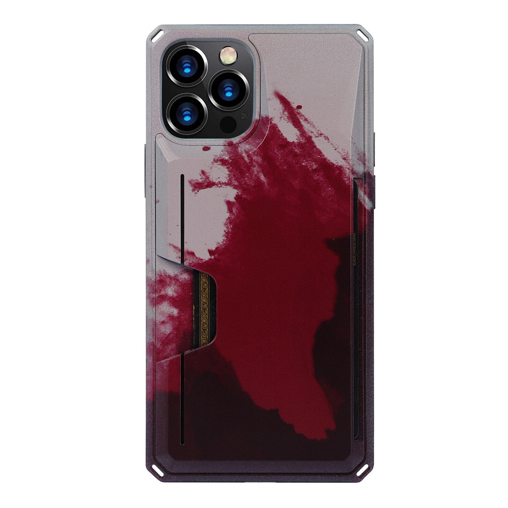 3E40 Pattern Printing Shockproof Mobile Phone Case Cover with Card Holder Kickstand for iPhone 12/12 Pro - Wine Red / Rose Gold-7