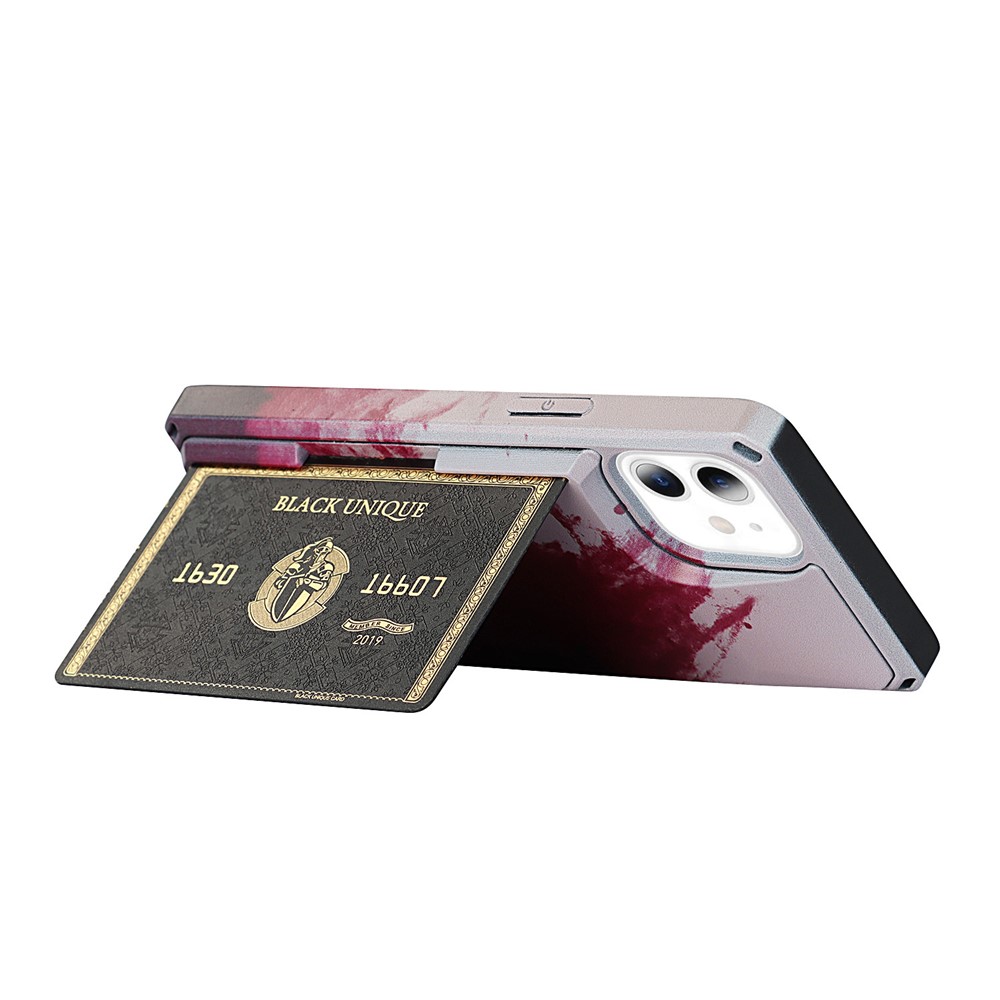 3E40 Pattern Printing Kickstand Card Holder Design Cell Phone Case Cover Shell for iPhone 12 mini - Wine Red / Rose Gold-10