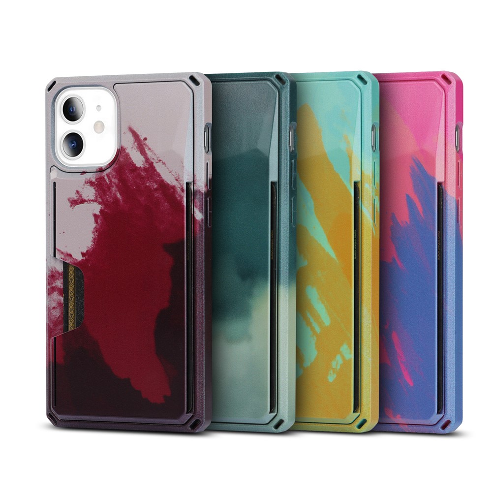 3E40 Pattern Printing Kickstand Card Holder Design Cell Phone Case Cover Shell for iPhone 12 mini - Wine Red / Rose Gold-12
