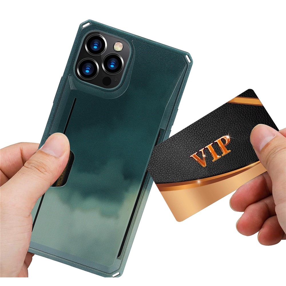 3E40 Pattern Printing Kickstand Design Cell Phone Protective Back Case Cover with Card Slot for iPhone 12 Pro Max - Blackish Green-4