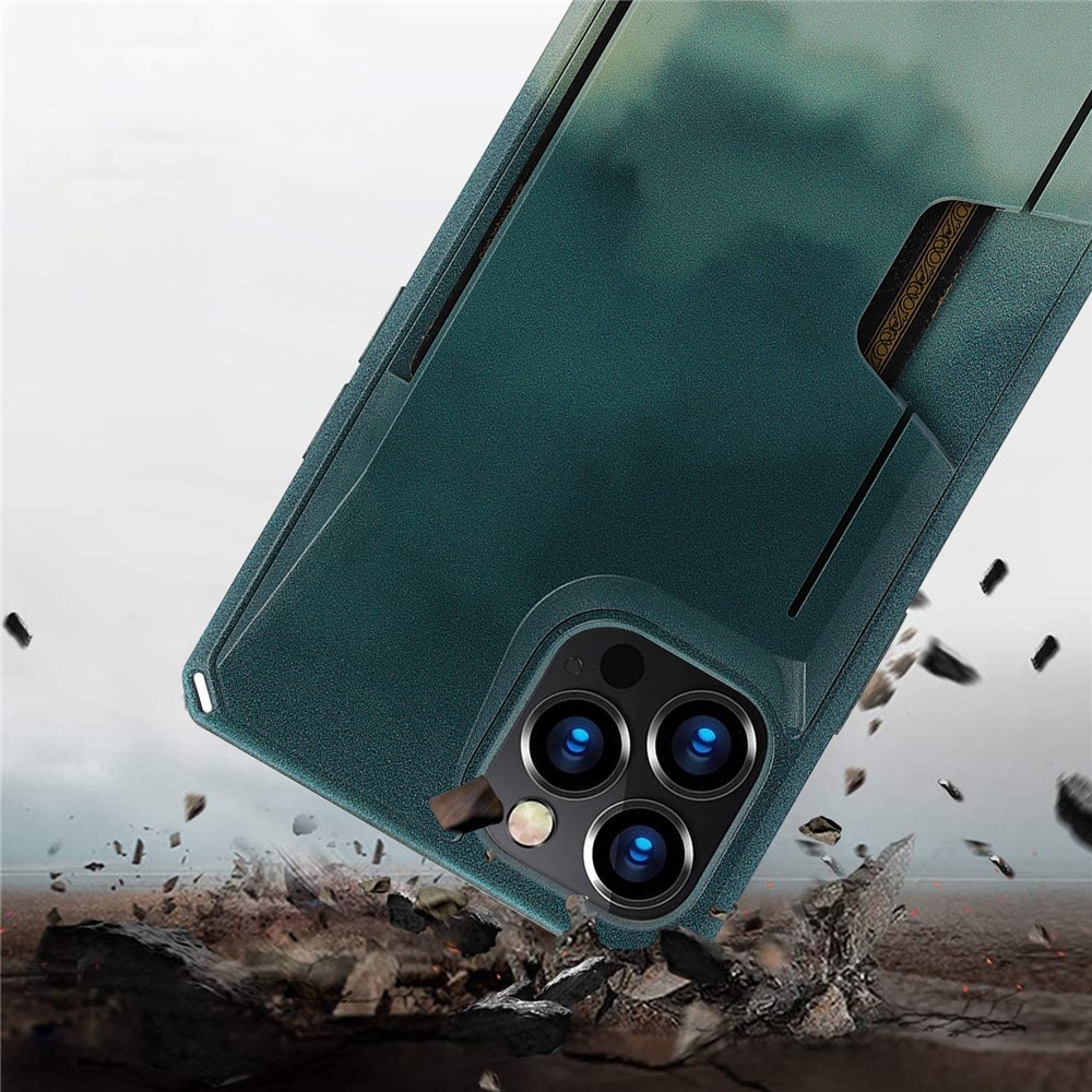 3E40 Pattern Printing Kickstand Design Cell Phone Protective Back Case Cover with Card Slot for iPhone 12 Pro Max - Blackish Green-5