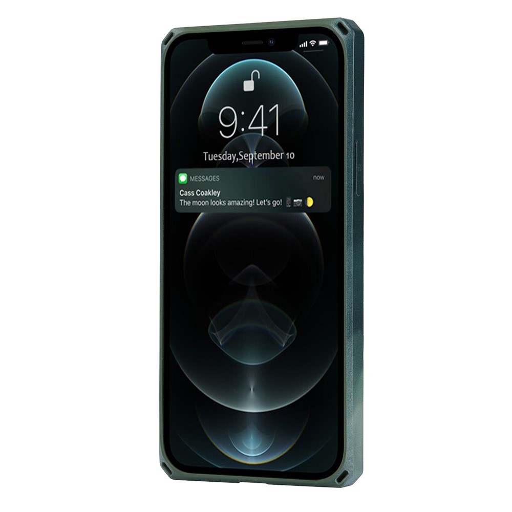 3E40 Pattern Printing Kickstand Design Cell Phone Protective Back Case Cover with Card Slot for iPhone 12 Pro Max - Blackish Green-9