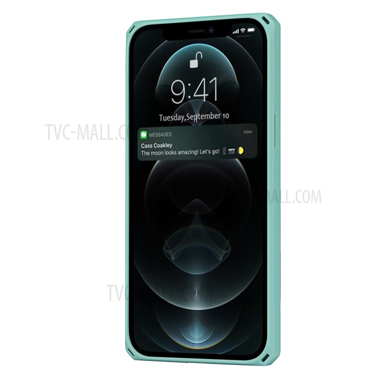 Carbon Fiber Skin Shockproof Leather Cell Phone Case Shell with Card Holder for iPhone 12 /12 Pro - Green-6