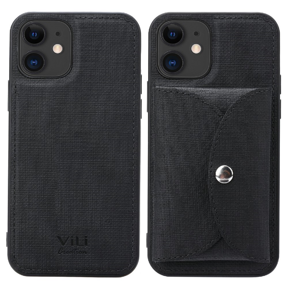 VILI T Series Detachable Magnetic Absorption Wallet Leather Skin TPU Back Case for iPhone 12 mini 5.4 inch - Black-1