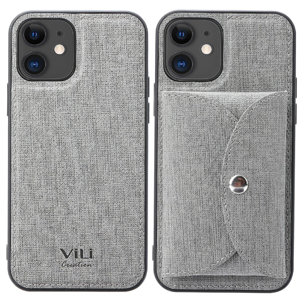VILI T Series Detachable Magnetic Absorption Wallet Leather Skin TPU Back Case for iPhone 12 mini 5.4 inch - Grey