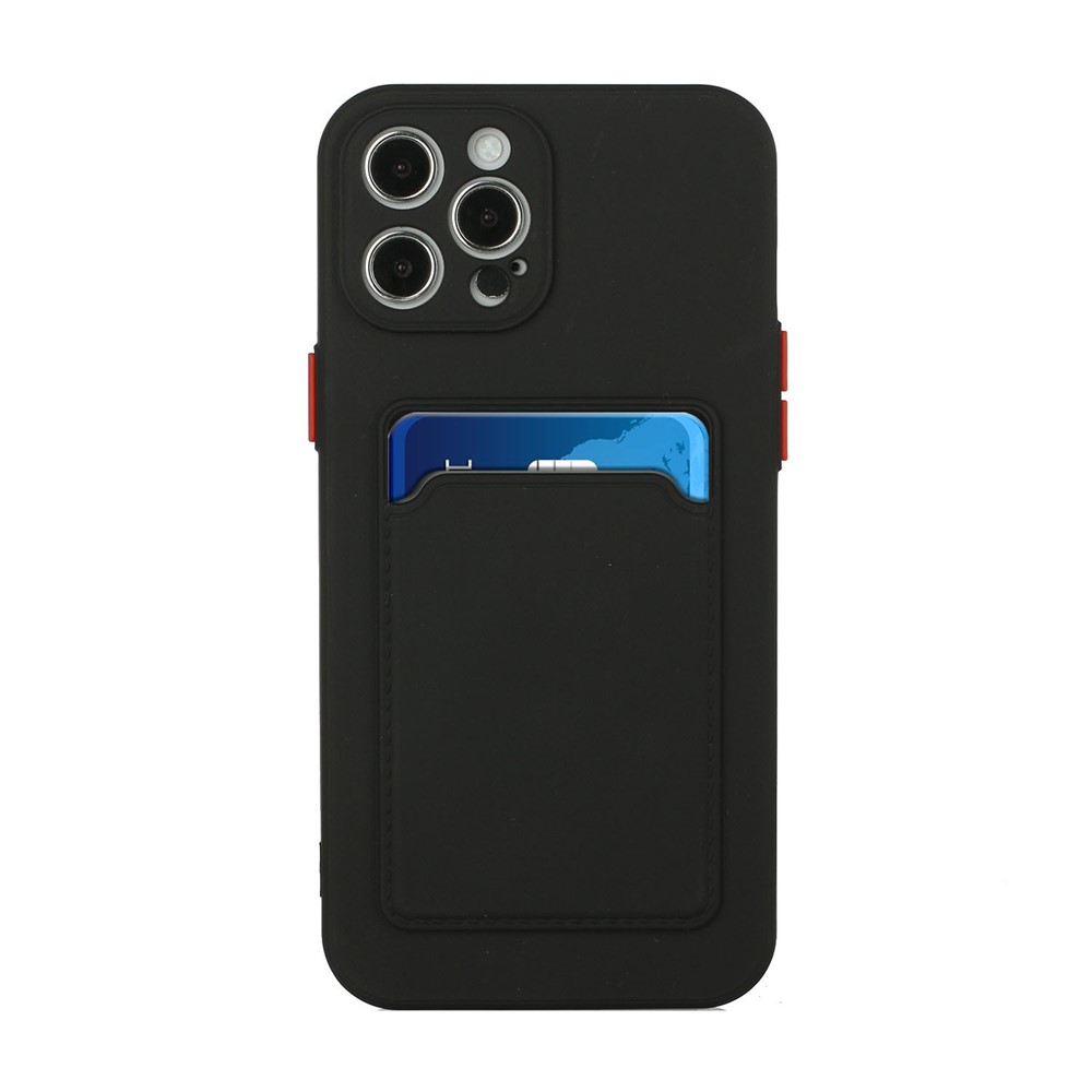 Soft TPU Phone Case Well-Protected Cover with Card Slot for iPhone 12 Pro Max - Black-2