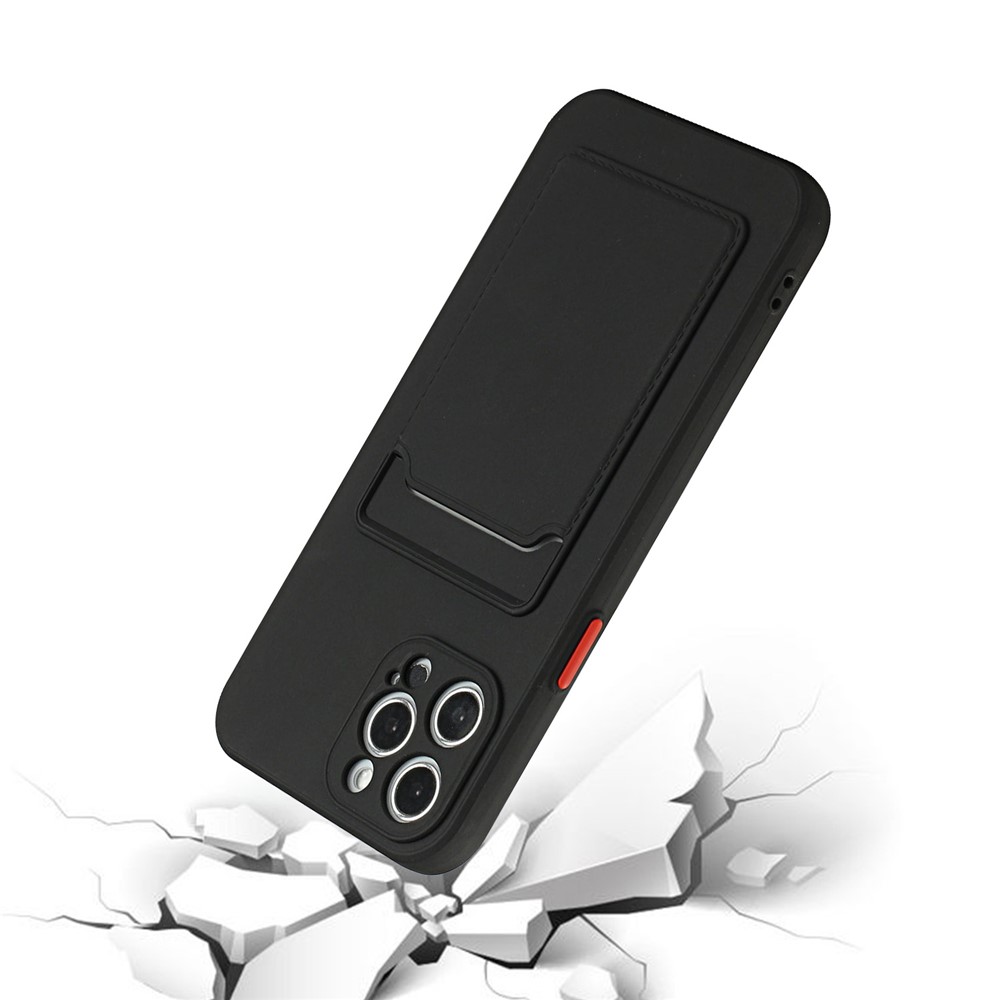 Soft TPU Phone Case Well-Protected Cover with Card Slot for iPhone 12 Pro Max - Black-3