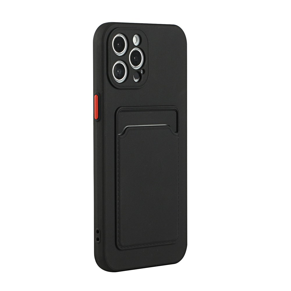 Soft TPU Phone Case Well-Protected Cover with Card Slot for iPhone 12 Pro Max - Black-4