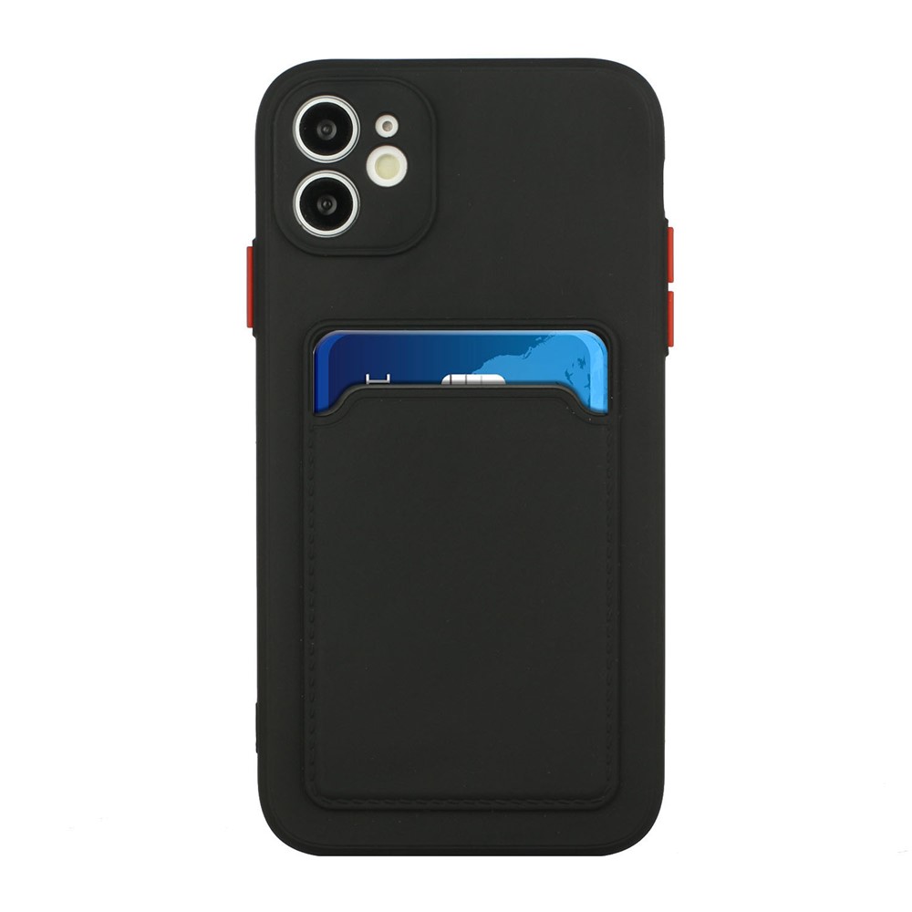 Capa de Capa de Telefone TPU Flexível Com Slot de Cartão Para Iphone 12 Mini - Preto