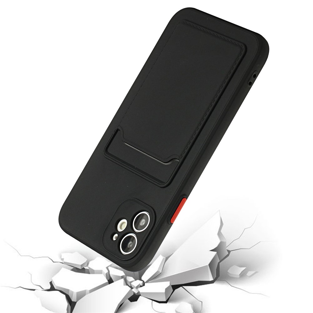 Flexible TPU Phone Case Cover with Card Slot for iPhone 12 mini - Black-3