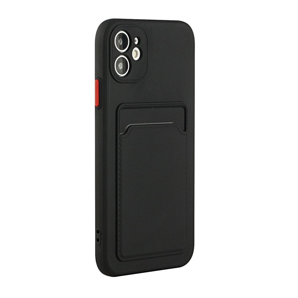 Flexible TPU Phone Case Cover with Card Slot for iPhone 12 mini - Black-4