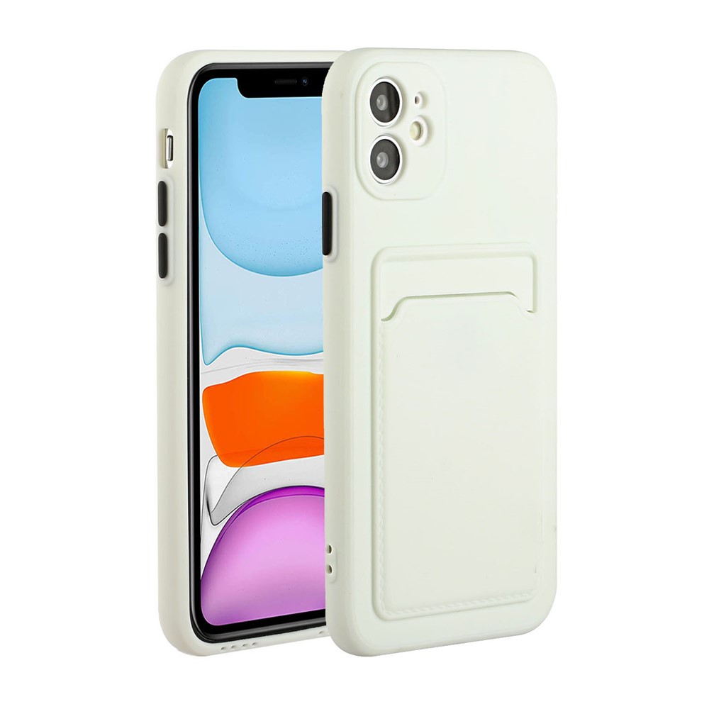 Flexible TPU Phone Case Cover with Card Slot for iPhone 12 mini - White