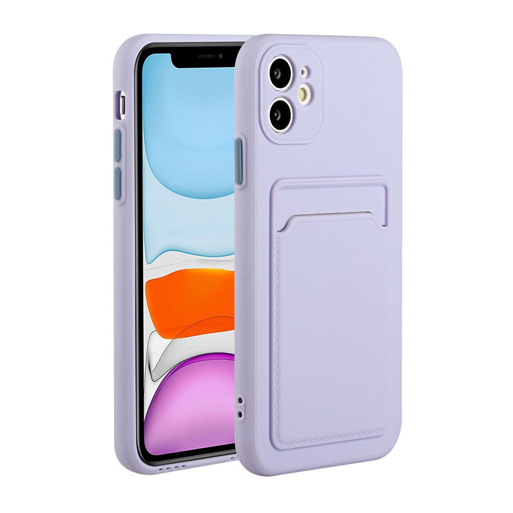 Flexible TPU Phone Case Cover with Card Slot for iPhone 12 mini - Light Purple