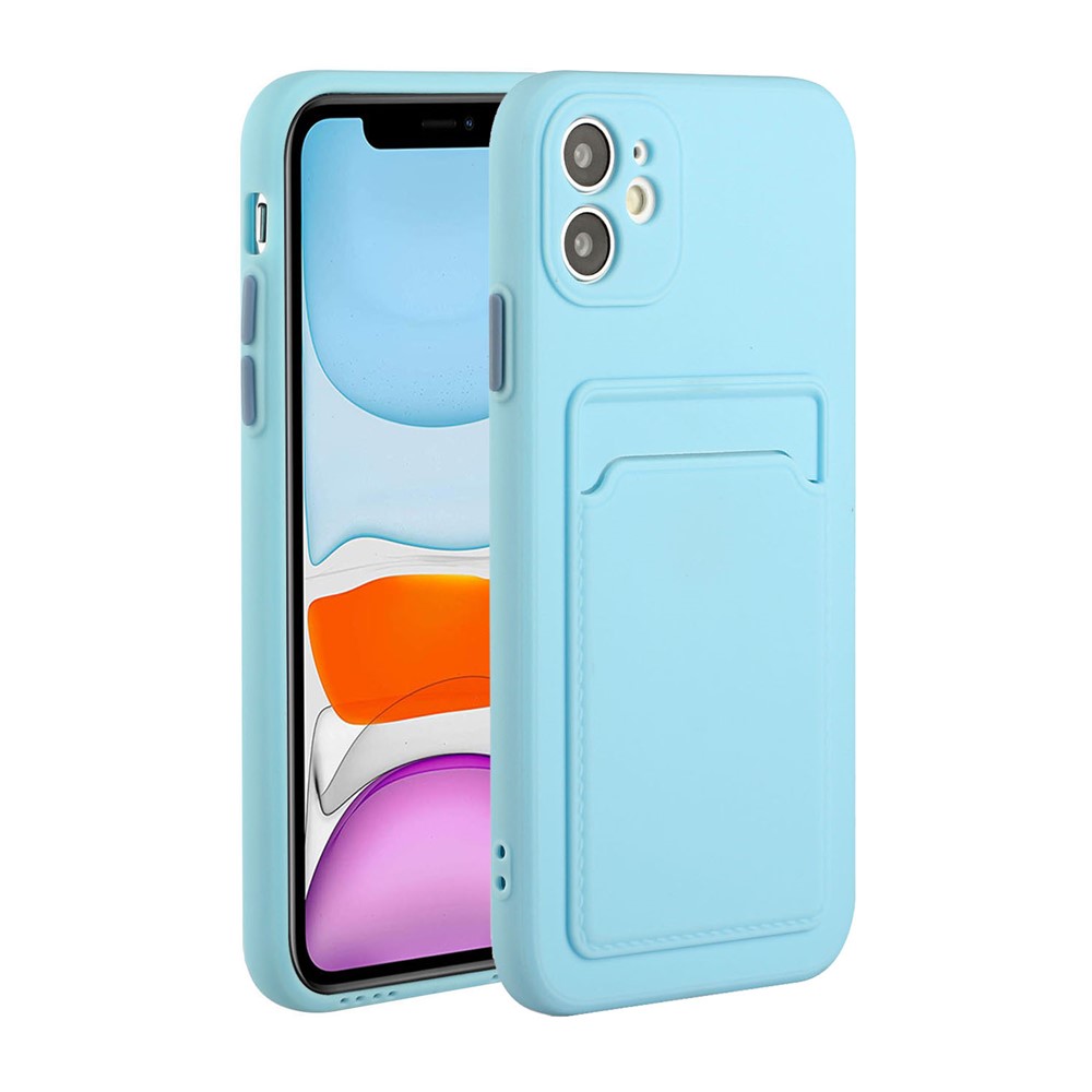 Flexible TPU Phone Case Cover with Card Slot for iPhone 12 mini - Baby Blue
