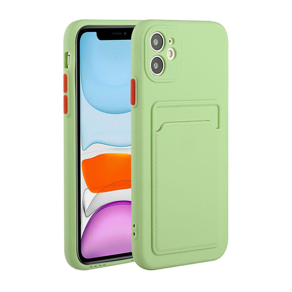Flexible TPU Phone Case Cover with Card Slot for iPhone 12 mini - Light Green