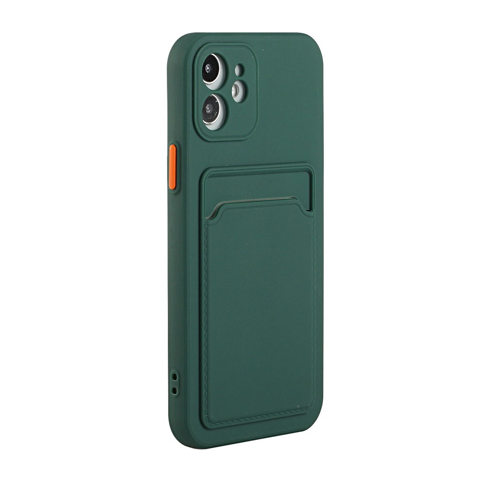 Soft TPU Protective Case Cover Built In Card Slot for iPhone 12 - Dark Green-5