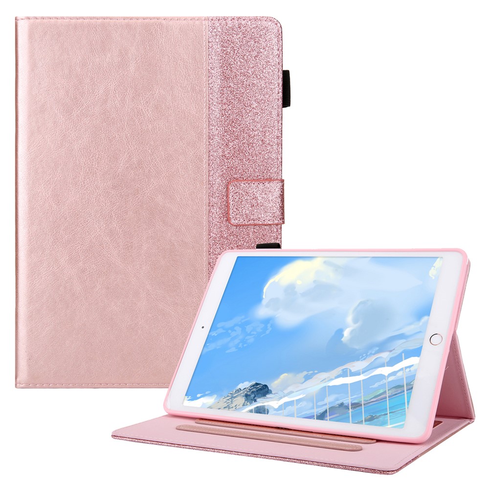 Glitter Shinny Leather Tablet Case Stand Cover Shell with Card Slot for iPad 10.2 (2019)/iPad Pro 10.5-inch (2017)/iPad Air 10.5 inch (2019) - Rose Gold-1