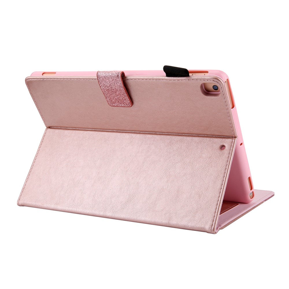 Glitter Shinny Leather Tablet Case Stand Cover Shell with Card Slot for iPad 10.2 (2019)/iPad Pro 10.5-inch (2017)/iPad Air 10.5 inch (2019) - Rose Gold-4