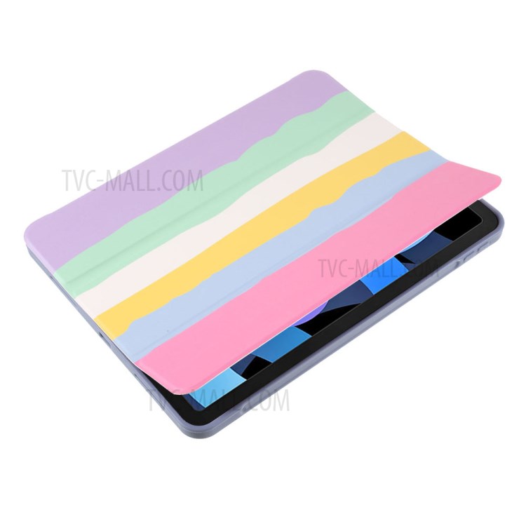 Tri-Fold Stand Design Leather Tablet Protective Case Cover Shell with Pen Slot for iPad Air (2020) - Pink-10