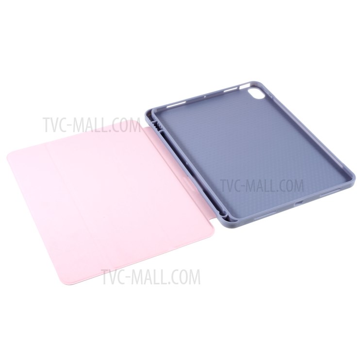 Tri-Fold Stand Design Leather Tablet Protective Case Cover Shell with Pen Slot for iPad Air (2020) - Pink-11