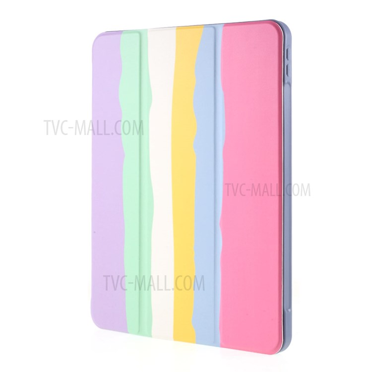 Tri-Fold Stand Design Leather Tablet Protective Case Cover Shell with Pen Slot for iPad Air (2020) - Pink-2